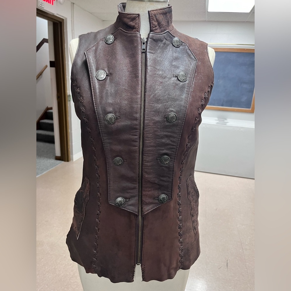 Elegant Women's Dark Brown Leather Vest